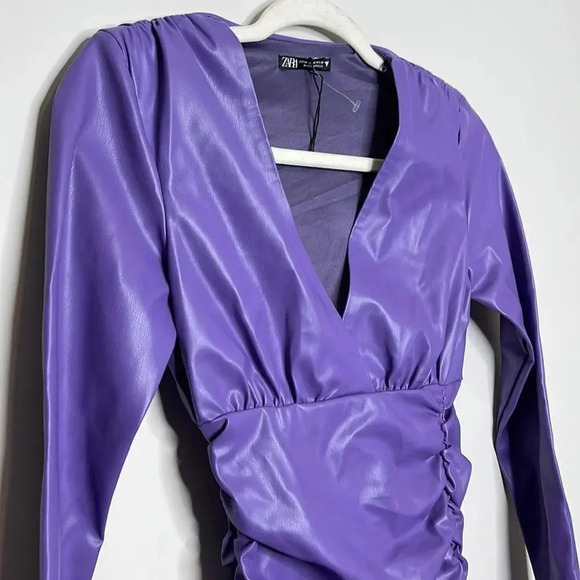 Zara Purple Faux Leather Dress - Picture 7 of 11